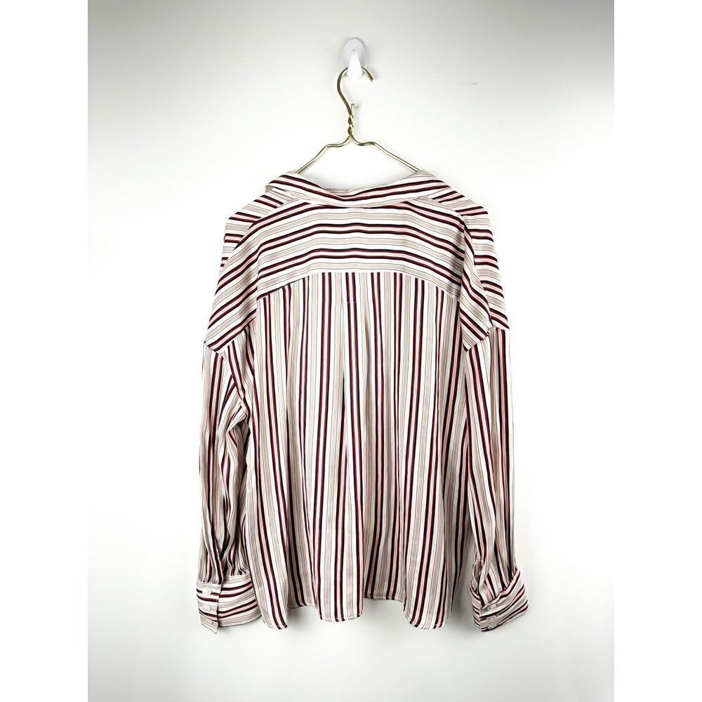 Free People Mad About You Red Striped Button Up Long Sleeve Blouse Sz M - Picture 6 of 6